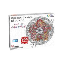 Quebra-Cabeça Redondo 500 peças Flor de Mandala