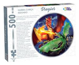 Quebra-Cabeça Redondo 500 Peças Mundo Terra Dragões Araras
