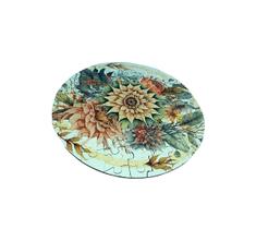 Quebra-cabeça Redondo Flores Abstratas em MDF de 74 peças