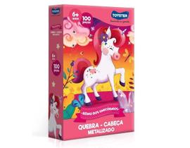 Quebra-cabeça Reino dos Unicórnios Metalizado 100 Peças Quebra-cabeça Reino dos Unicórnios Metalizado 100 Peças