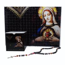 Quebra-Cabeça Religioso Imaculado Coração de Maria de 300 peças + Terço Especial - Reidopendrive