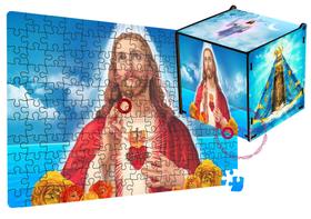 Quebra Cabeça Religioso na Caixa de MDF Jesus Cristo