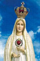 Quebra-Cabeça Religioso Nossa Senhora de Fátima de 35 peças MDF com chaveiro