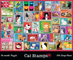 Quebra-cabeça Remarks Cat Stamps Collage 500 peças