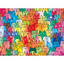 Quebra-cabeça RoseArt Rose Cute Colorful Cats 1000 peças Quebra-cabeça RoseArt Rose Cute Colorful Cats 1000 peças