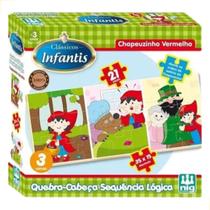 Quebra Cabeca Sequencia Logica Chapeuzinho Vermelho Madeira 21pc Nig Brinquedos