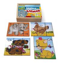 Quebra-Cabeça Silábico De Animais 12 Peças Pedagógico