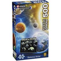 Quebra cabeca sistema solar brilha no escuro 500 pecas grow