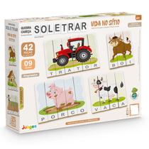 Quebra-cabeça Soletrando Fazenda Vida No Sítio Em Madeira 42 Peças 826 - Junges
