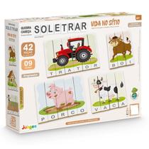 Quebra-Cabeça Soletrando Vida No Sítio Madeira Mdf - Junges