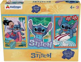 Quebra-Cabeça Stitch com 3 Cenas 300 Peças em Madeira Xalingo