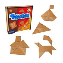 Quebra-cabeça Tangram 70 peças Brinquedo Educativo Desafio Raciocínio Criatividade - Maninho - 8 anos