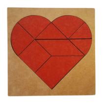 Quebra-cabeça Tangram Coração Raciocínio Lógico Brinquedo Educativo em Madeira - Mitra - 6 anos