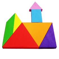 Quebra - Cabeça Tangram leve de EVA Com manta Magnética Brinquedo Educativo Infantil
