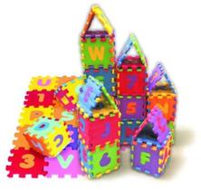 Quebra cabeça tapete lúdico alfanumérico infantil 12x12cm - 36peças
