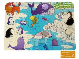 Quebra Cabeca Tatil Animais da Neve Babebi Brinquedo Infantil Educativo