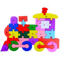 Quebra Cabeça Trem Educativo Colorido Infantil Letra Números Quebra Cabeça Trem Educativo Colorido Infantil Letra Números