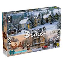 Quebra cabeca triplo charmes da neve 1000 750 e 500 pecas grow