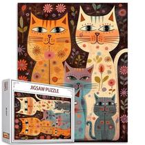 Quebra-cabeça Tucocoo Cats 1000 peças com flores abstratas