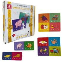 Quebra Cabeça Vamos Soletrar Educativo Com 48 Peças Madeira