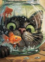 Quebra-cabeça XURLEQ Gato Curioso Peixe 1000 Peças 70x50 cm