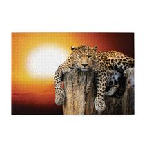 Quebra-cabeça ZHANBOX 1000 peças Leopardo sentado em uma árvore