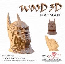 Quebra cabeças 3D Cabeça Enfeite BATMAN Busto MDF 3mm NATURAL - Darama