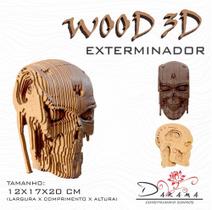Quebra cabeças 3D Cabeça Enfeite EXTERMINADOR T800 Busto MDF 3mm NATURAL - Darama
