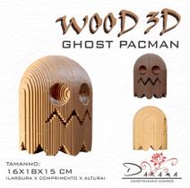 Quebra cabeças 3D Cabeça Enfeite GHOST PACMAN Busto MDF 3mm NATURAL - Darama