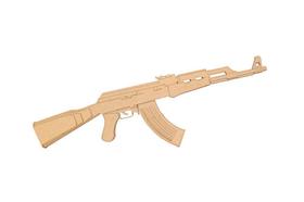 Quebra Cabeças 3D Fuzil Ak-47 Em Mdf 3Mm Natural - Darama