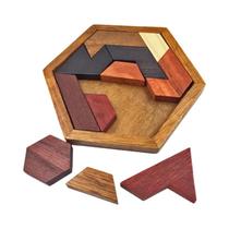 Quebra-Cabeças 3D Hexagonal de Madeira Montessori para Crianças - Brinquedo Educacional Pré-Escolar