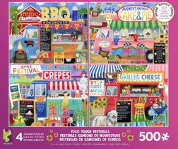 Quebra-cabeças Ceaco 4 em 1, embalagem múltipla, Food Trucks, 500 peças Quebra-cabeças Ceaco 4 em 1, embalagem múltipla, Food Trucks, 500 peças