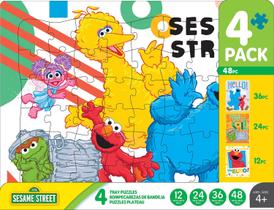 Quebra-cabeças de bandeja Buffalo Games Sesame Street 4 Puzzles 12-48 peças Quebra-cabeças de bandeja Buffalo Games Sesame Street 4 Puzzles 12-48 peças