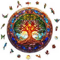 Quebra-cabeças de madeira Aeekdook Stained Glass Tree of Life 100 peças