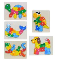 Quebra Cabeças De Madeira Animais 3D Pedagógico Infantil Educativo Montessori Castela Quebra Cabeças De Madeira Animais 3D Pedagógico Infantil Educativo Montessori Castela