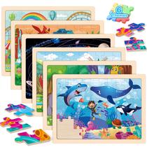 Quebra-cabeças de madeira Duchong, 60 peças, dinossauro, madeira, animais, crianças Quebra-cabeças de madeira Duchong, 60 peças, dinossauro, madeira, animais, crianças