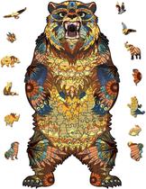 Quebra-cabeças de madeira para adultos e crianças, peças exclusivas de quebra-cabeça de madeira em forma de animal, quebra-cabeças mágicos de madeira, quebra-cabeças de madeira para adultos (S-5,8 11" 100 unidades, urso)