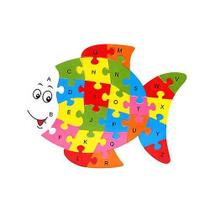 Quebra-cabeças de madeira para crianças, vários animais, letras em inglês