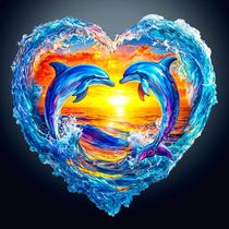 Quebra-cabeças de madeira Purdicra Heartfelt Dolphins 180 unidades para adultos Quebra-cabeças de madeira Purdicra Heartfelt Dolphins 180 unidades para adultos