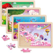 Quebra-cabeças de madeira SYNARRY Unicorn Mermaid Princess Fairy 3-6Y