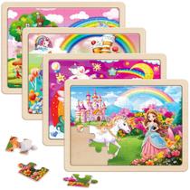 Quebra-cabeças de madeira SYNARRY Unicorn Princess Fairy Girls 3-6 anos