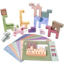Quebra-cabeças de madeira Vileafy para crianças de 3 a 5 animais Montessori
