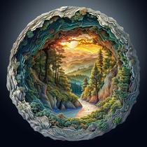 Quebra-cabeças de madeira Woodemon Cave Forest 3D Vision para adultos/crianças