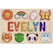 Quebra-cabeças de nome Aumuko para crianças personalizados de madeira de 1 a 3 anos