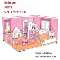 Quebra-cabeças de papel 3D para crianças, sala, crianças, brinquedos DIY, House Furn