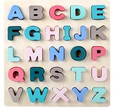 Quebra-cabeças de tabuleiro digital com alfabeto de madeira - brinquedos educativos de aprendizagem precoce para crianças