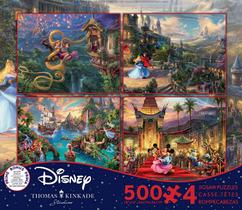 Quebra-cabeças Disney 4-em-1 500 peças - Enrolados, A Bela Adormecida, Peter Pan, Mickey e Minnie. Todos - Ceaco