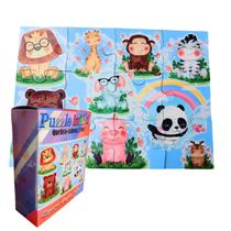 Quebra-cabeças infantil animais e dinossauros dupla face 12 peças grandes