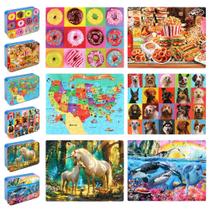 Quebra-cabeças LELEMON para crianças de 4 a 6 anos, pacote com 6, 100 peças com caixa