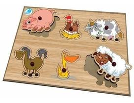 Quebra Cabeças Madeira Bebes Animais Da Fazenda Simque 18 Meses